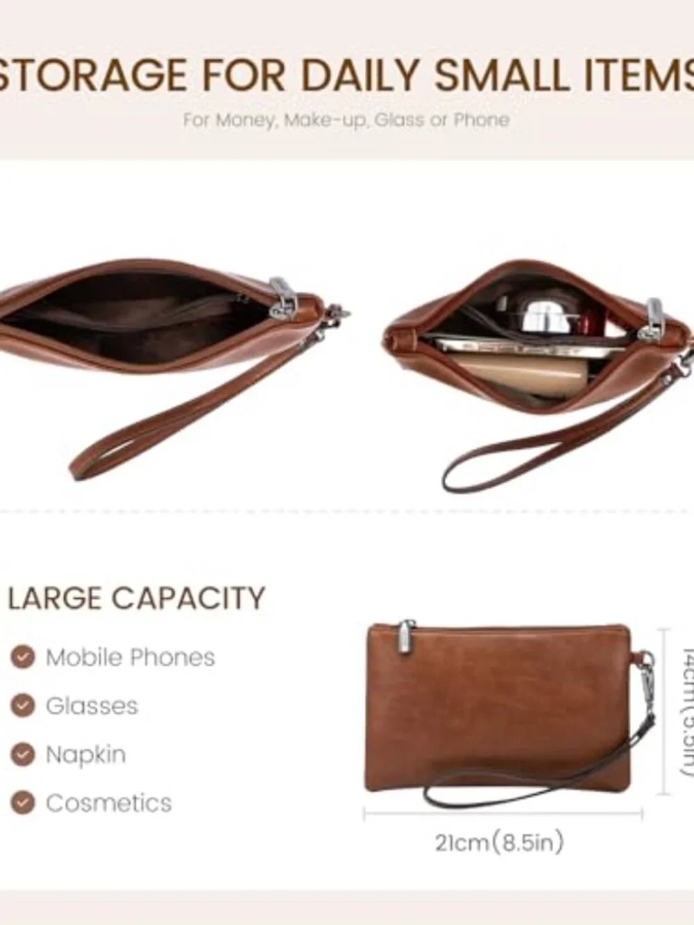 Vintage PU Leather Laptop Tote Set with Clutch, 15.6